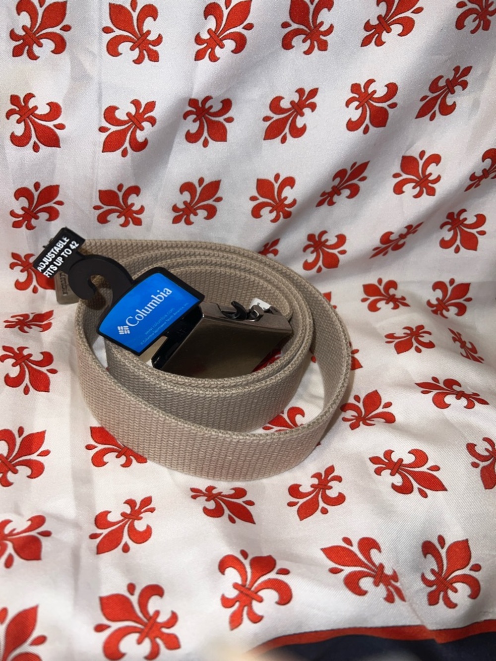 Columbia Beige/Tan Webbing Belt with Metal Buckle